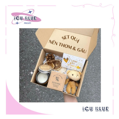 Set quà tặng nến thơm và gấu bông